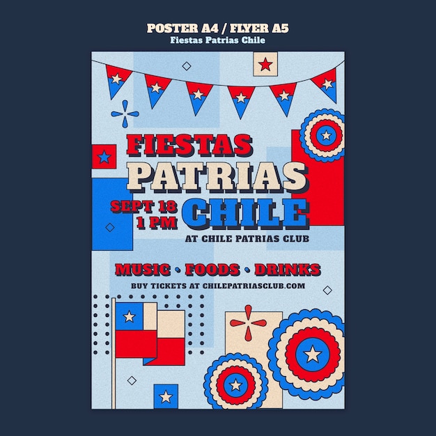 Kostenlose PSD plattes design fiestas patrias chiles plakatvorlage
