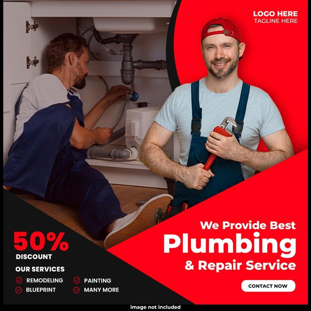 Plumbing-Service-Flyer Social-Media-Post-Web-Banner-Vorlage-Design