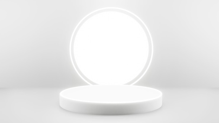 Kostenlose PSD podium in abstrakter weißer komposition für die produktpräsentation 3d-rendering 3d-darstellung