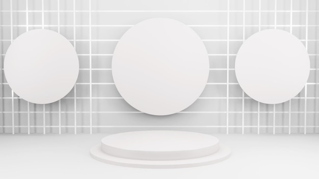 Kostenlose PSD podium in abstrakter weißer komposition für die produktpräsentation 3d-rendering 3d-darstellung