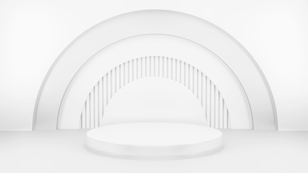 Kostenlose PSD podium in abstrakter weißer komposition für die produktpräsentation 3d-rendering 3d-darstellung