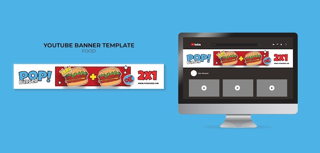 Kostenlose PSD pop-art-food-youtube-banner