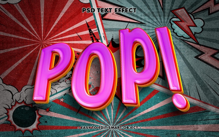 Kostenlose PSD pop-comic-stil bearbeitbarer texteffekt