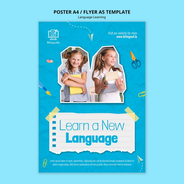 Poster/Flyer-Vorlage in neuer Sprache