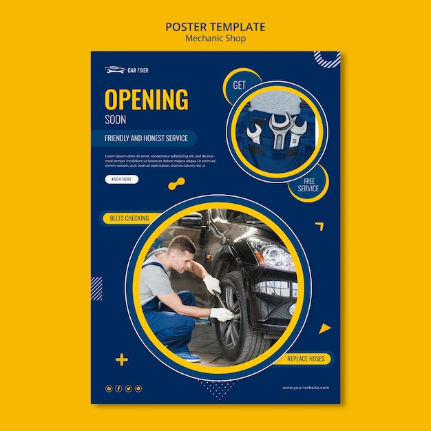 Kostenlose PSD poster mechaniker shop vorlage