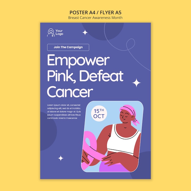 Kostenlose PSD poster-vorlage für den brustkrebs-bewusstseinsmonat
