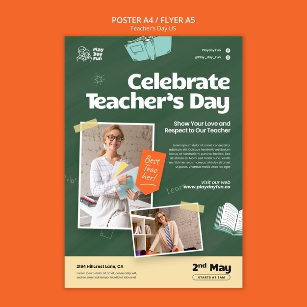 Poster-Vorlage für die Feier des Lehrertages