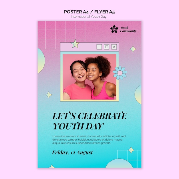 Posterdesign zum Internationalen Jugendtag mit Farbverlauf