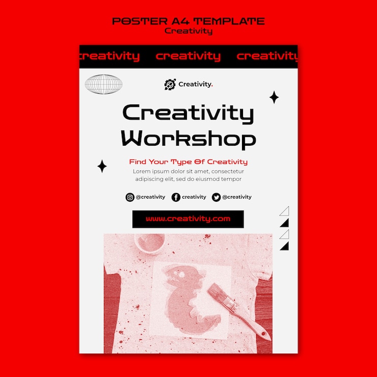 Kostenlose PSD postervorlage für kreativitätsworkshops