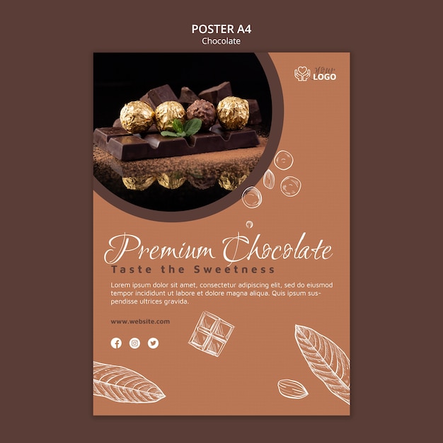 Kostenlose PSD premium schokoladenplakat vorlage