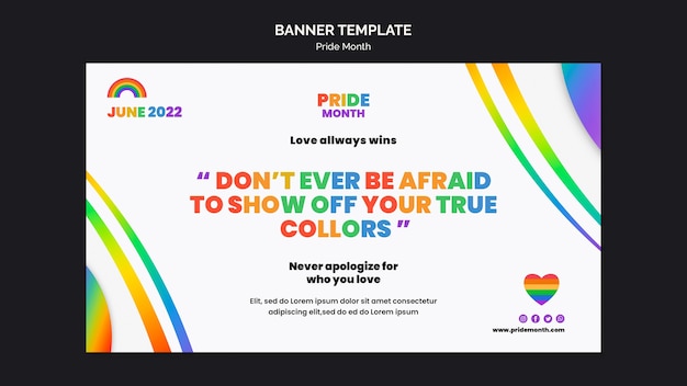 Kostenlose PSD pride month banner design-vorlage