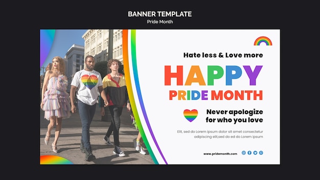 Kostenlose PSD pride month banner design-vorlage