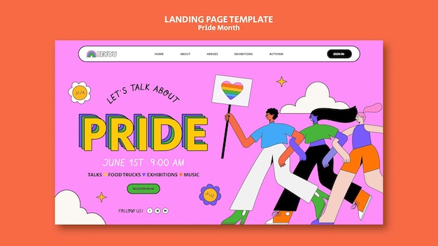 Pride month celebration landing page template