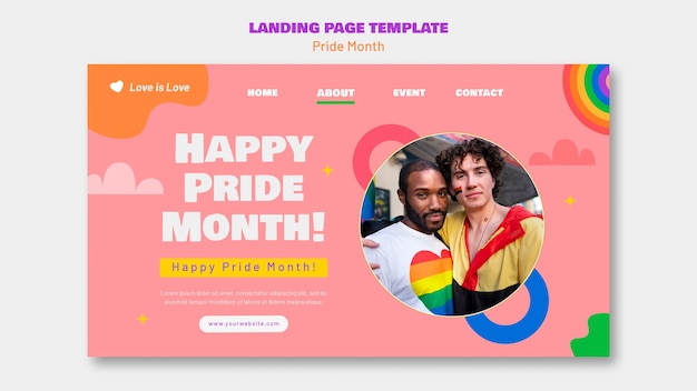 Kostenlose PSD pride month celebration landing page template