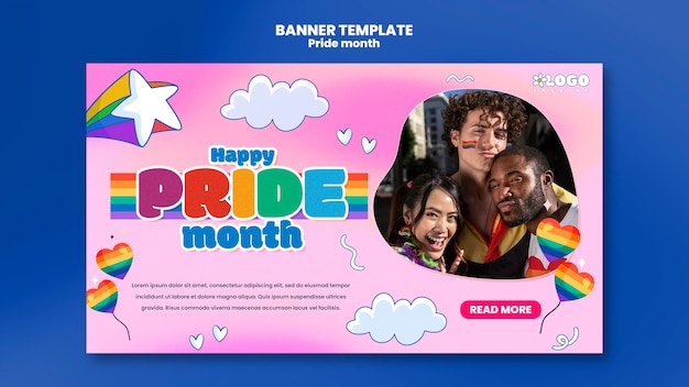 Kostenlose PSD pride month celebration landing page template