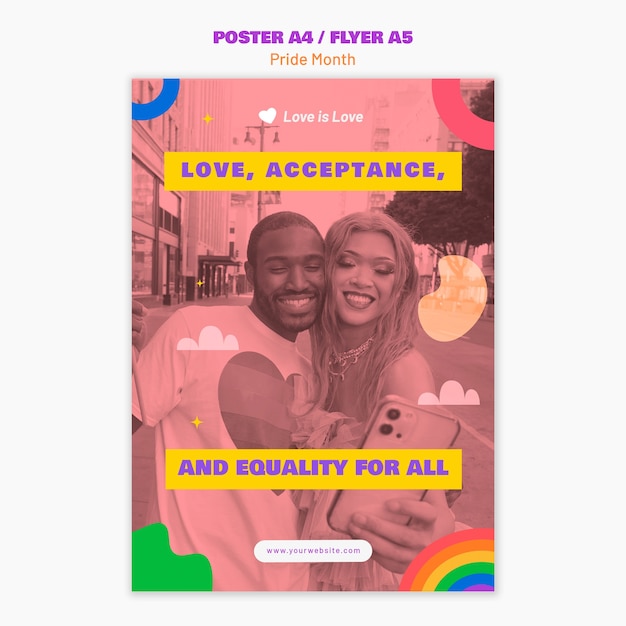 Kostenlose PSD pride month celebration poster vorlage