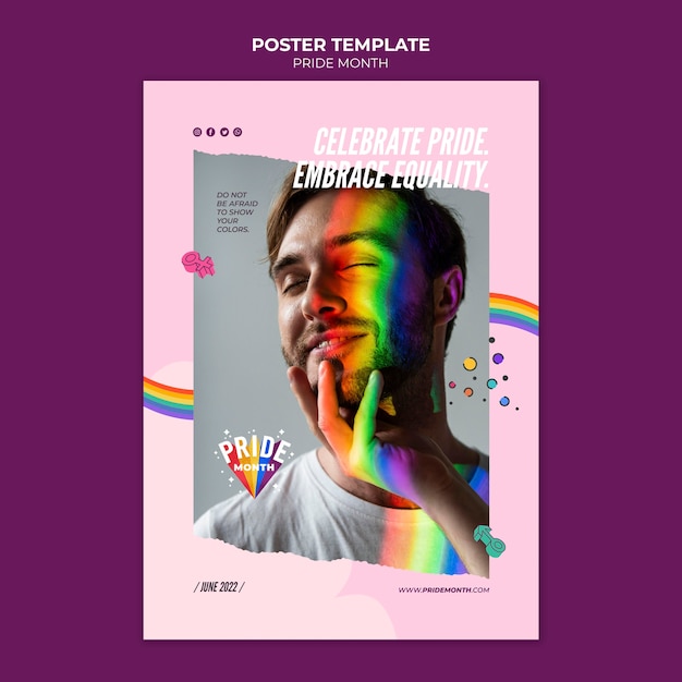 Kostenlose PSD pride month poster designvorlage