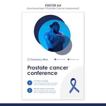Prostatakrebs-bewusstseinsdruckvorlage mit blauen details