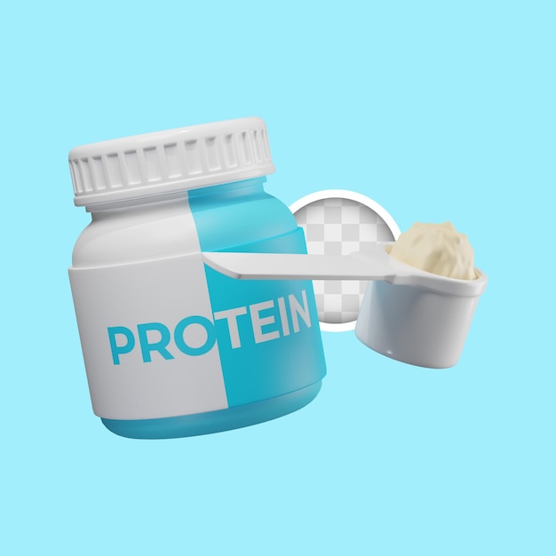 Kostenlose PSD proteinpulverbehälter 3d-darstellung