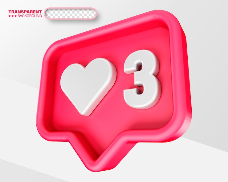 Kostenlose PSD psd 3d-rendering von social media herz-symbol isoliert