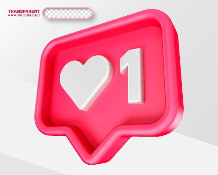 Kostenlose PSD psd 3d-rendering von social media herz-symbol isoliert