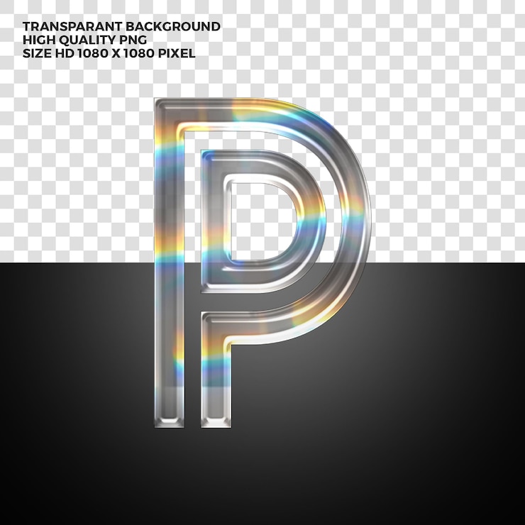 Kostenlose PSD psd durchsichtiger prismatischer alphabetbuchstabe