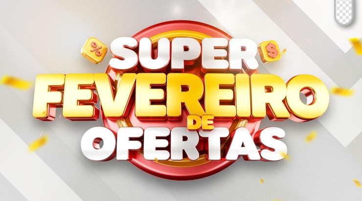 Kostenlose PSD psd mit bearbeitbarem hintergrund und februar-promotionslogo in 3d-rendering