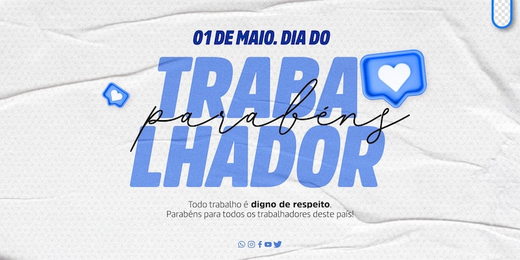 Kostenlose PSD psd redigierbarer text auf portugiesisch 1. mai weltarbeitertag maio dia do trabalhador in brasilien