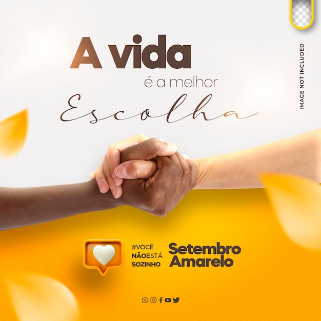 Kostenlose PSD psd-vorlage für soziale medien, suizidpräventionsmonat, gelb, september, setembro, amarelo in brasilien