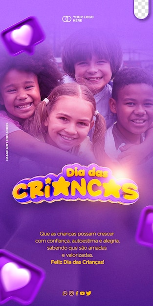 Kostenlose PSD psd-vorlage, geschichte, bearbeitbar, kindertag, feliz dia das criancas in brasilien