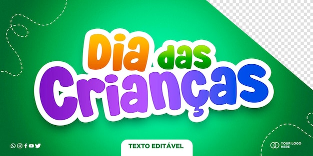 Kostenlose PSD psd-vorlage: social-media-marketingbroschüre zum kindertag „dia das criancas“ in brasilien