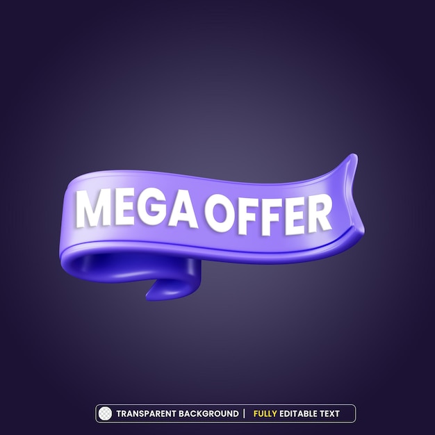 Purple tag mega angebot 3d-rendering isoliert