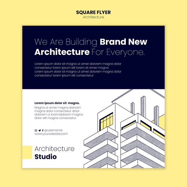Quadratische Flyer-Vorlage für Architektur und Gebäude