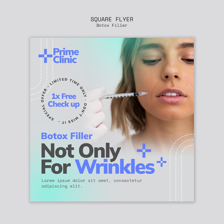 Kostenlose PSD quadratische flyer-vorlage für botox-füllerkliniken