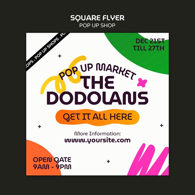 Quadratische Flyer-Vorlage für den Pop-up-Shop