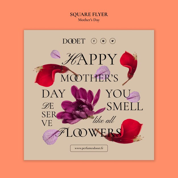 Quadratische Flyer-Vorlage für die Muttertagsfeier