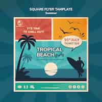 Kostenlose PSD quadratische flyer-vorlage für tropische strandparty