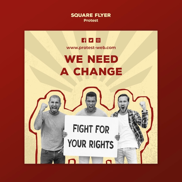 Quadratische Flyer-Vorlage mit Protest für Menschenrechte