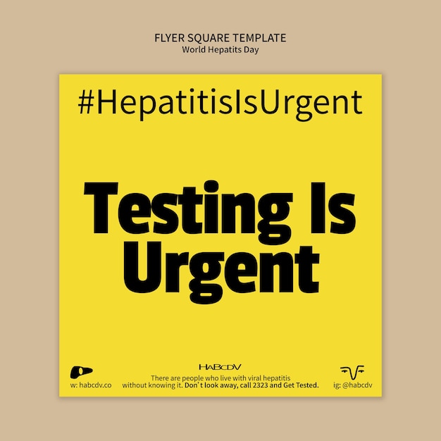 Kostenlose PSD quadratische flyer-vorlage zum welt-hepatitis-tag im flachen design