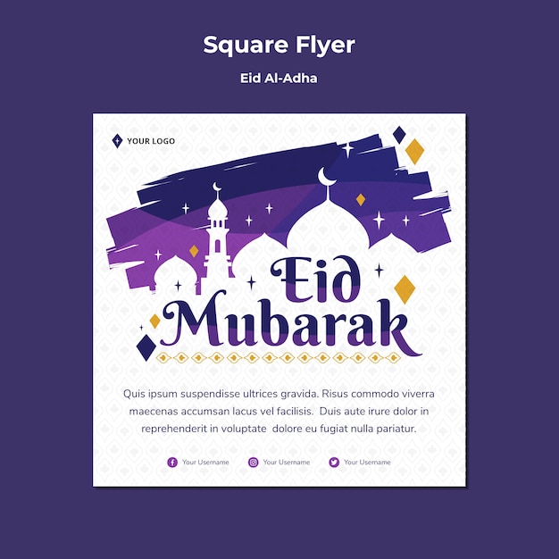 Kostenlose PSD quadratischer flyer für eid mubarak