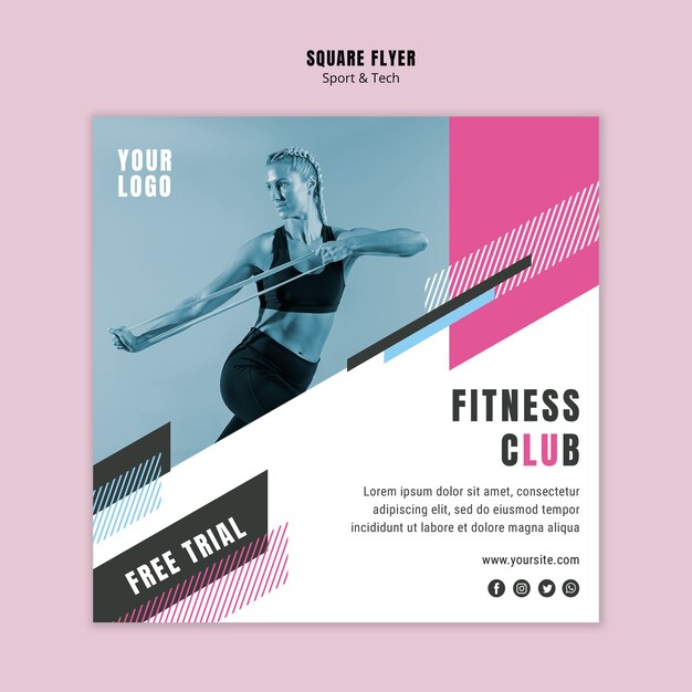 Quadratischer Flyer für Sport und Fitness