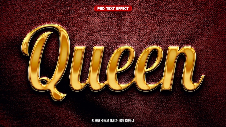 Kostenlose PSD queen 3d editierbarer texteffekt