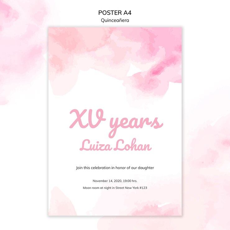 Kostenlose PSD quinceanera-parteischablonenplakat