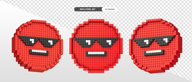Kostenlose PSD rage emoji pixel art 3d-render mit transparentem hintergrund