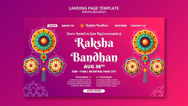 Raksha bandhan-landingpage mit farbverlauf