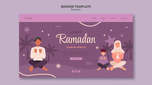 Kostenlose PSD ramadan-feier-landing-page mit flachem design