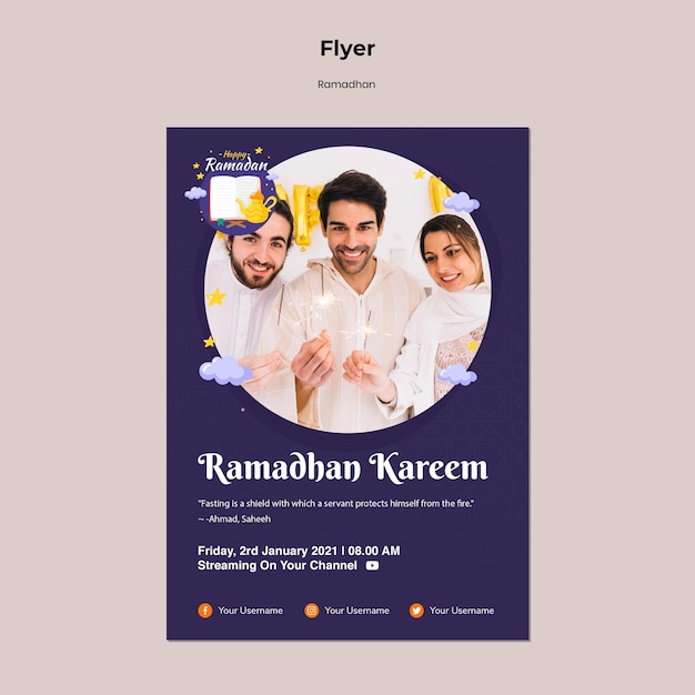 Kostenlose PSD ramadan flyer vorlage mit foto