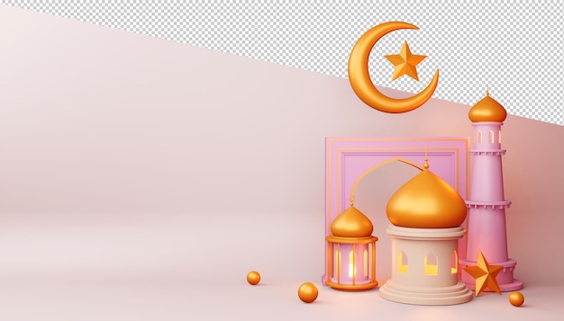 Ramadan kareem design in 3d-rendering