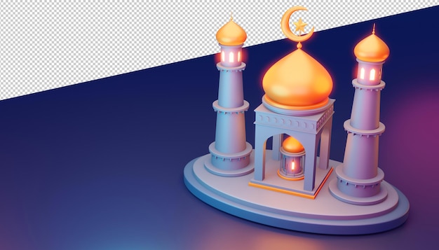 Ramadan kareem hintergrund, moscheegebäude, 3d-rendering-illustration Premium PSD
