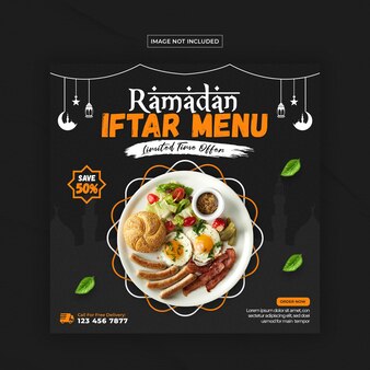 Ramadan kareem iftar-speisekarte social-media-beitragsvorlage